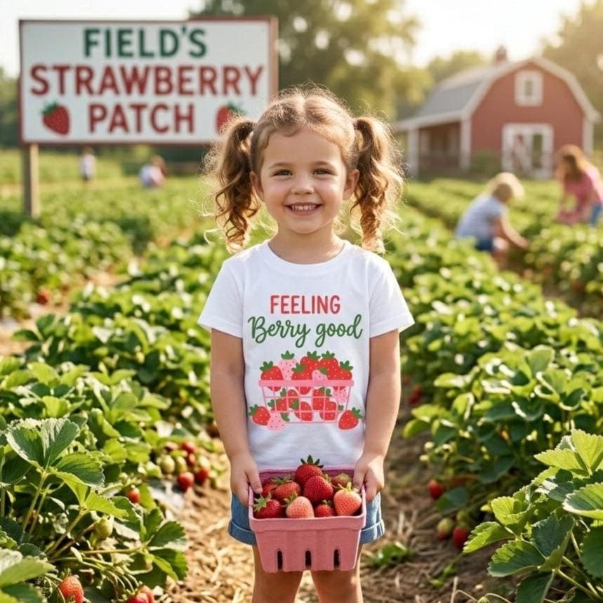 Strawberry Patch Shirt Kids Berry Picking Shirt Toddler Summer Shirt Feeling Berry Good Shirt Str...